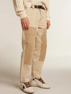 Cheap Golden Goose Calça de algodão de mescla bege Cor: bege