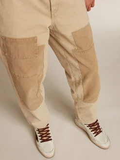 Cheap Golden Goose Calça de algodão de mescla bege Cor: bege