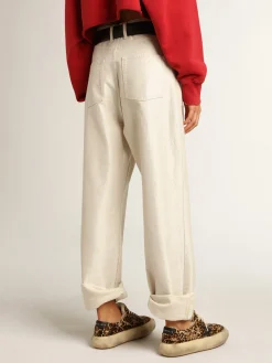 Sale Golden Goose Calça de brim branco dourado Cor: branco dourado