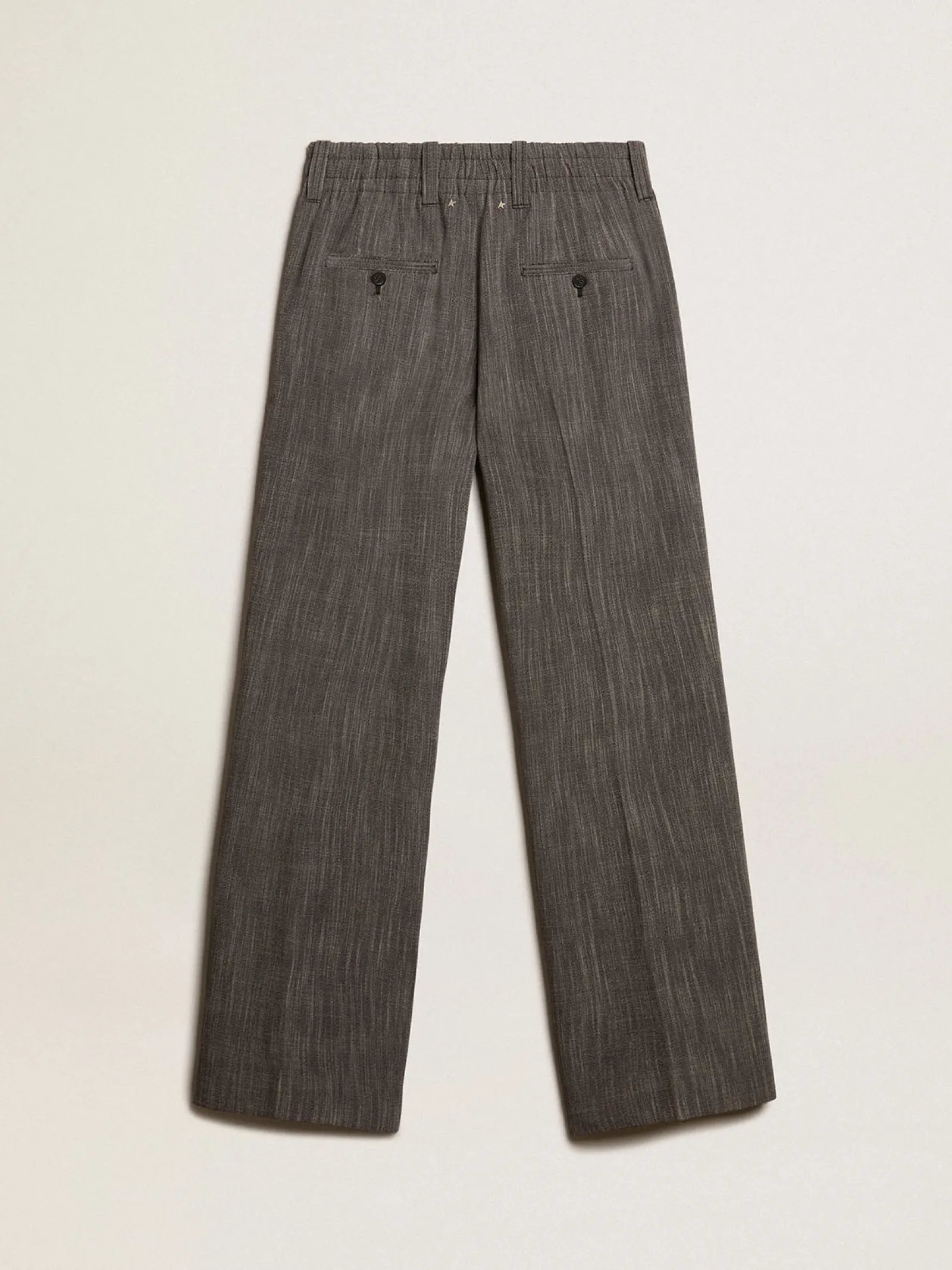 Sale Golden Goose Calça de cintura alta feminina em mistura de lã melange cinza Coleção Journey