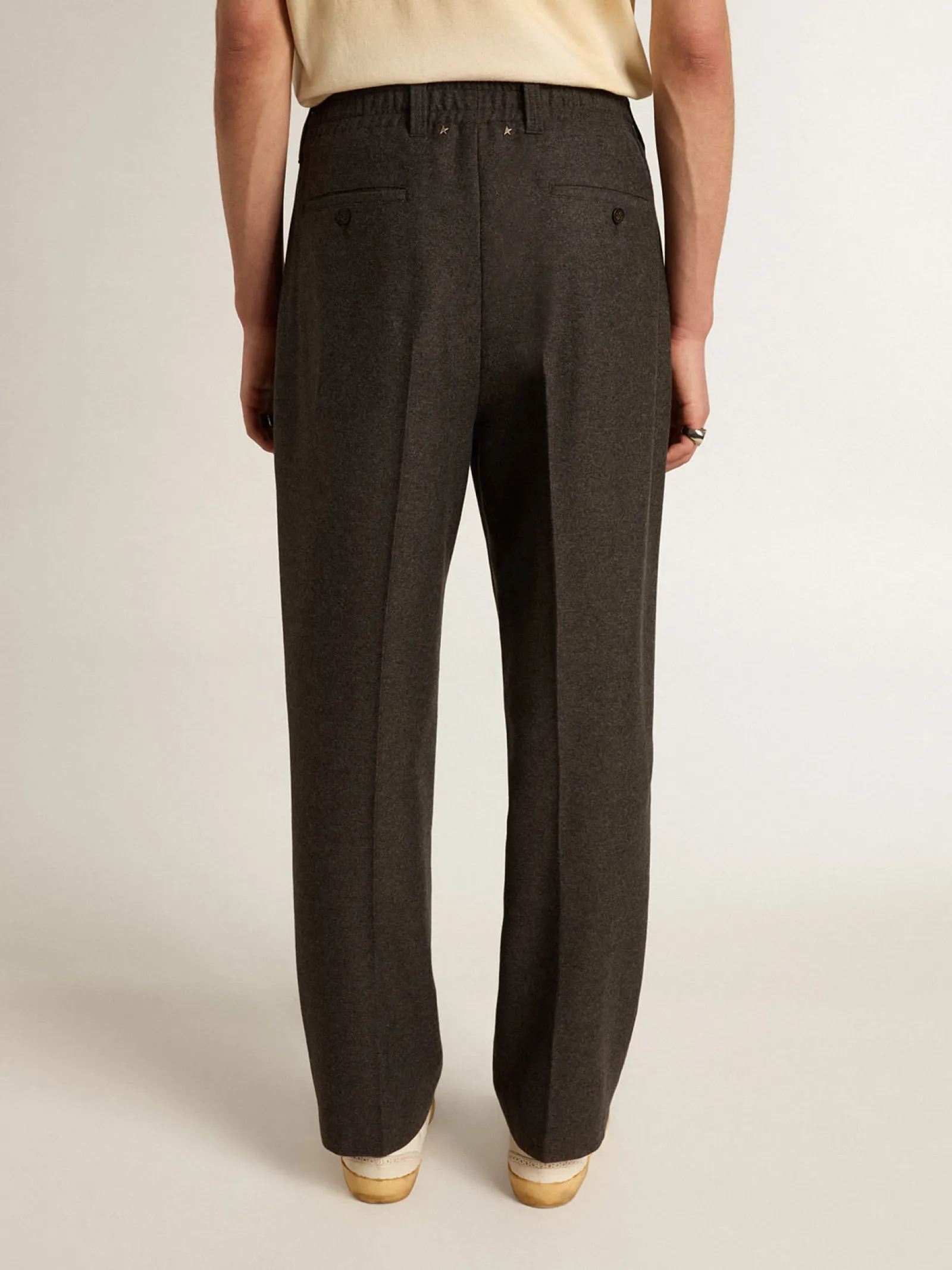 Flash Sale Golden Goose Calça de flanela de lã cinza escuro Coleção Journey