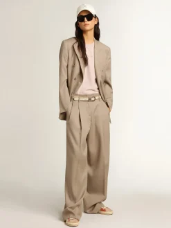Outlet Golden Goose Calça de gabardine de lã cinza Coleção Journey