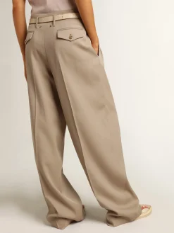 Outlet Golden Goose Calça de gabardine de lã cinza Coleção Journey