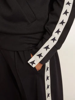 Sale Golden Goose Calça de jogging azul-escura, fita branca e estrelas em contraste Star Collection