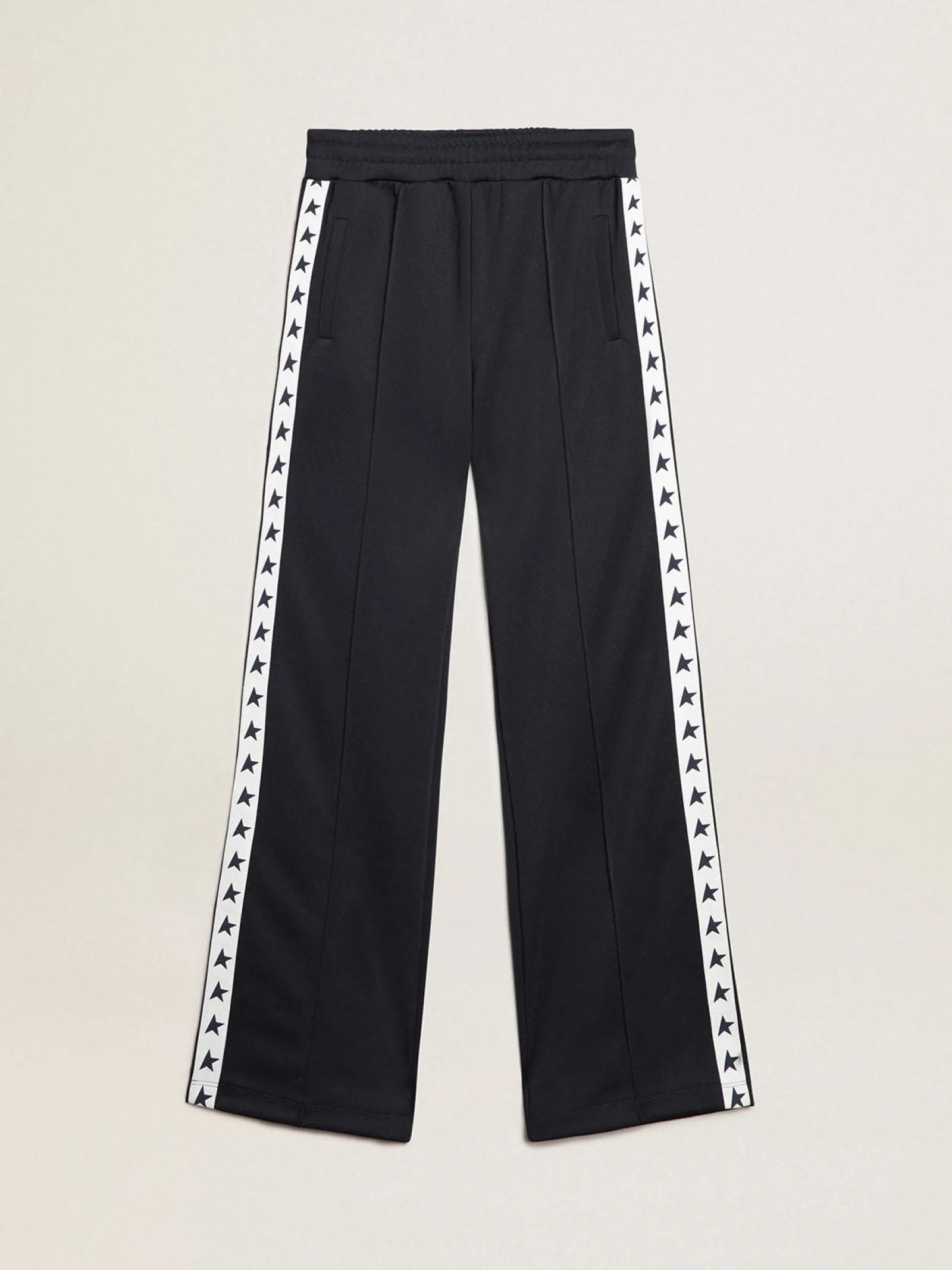 Sale Golden Goose Calça de jogging azul-escura, fita branca e estrelas em contraste Star Collection