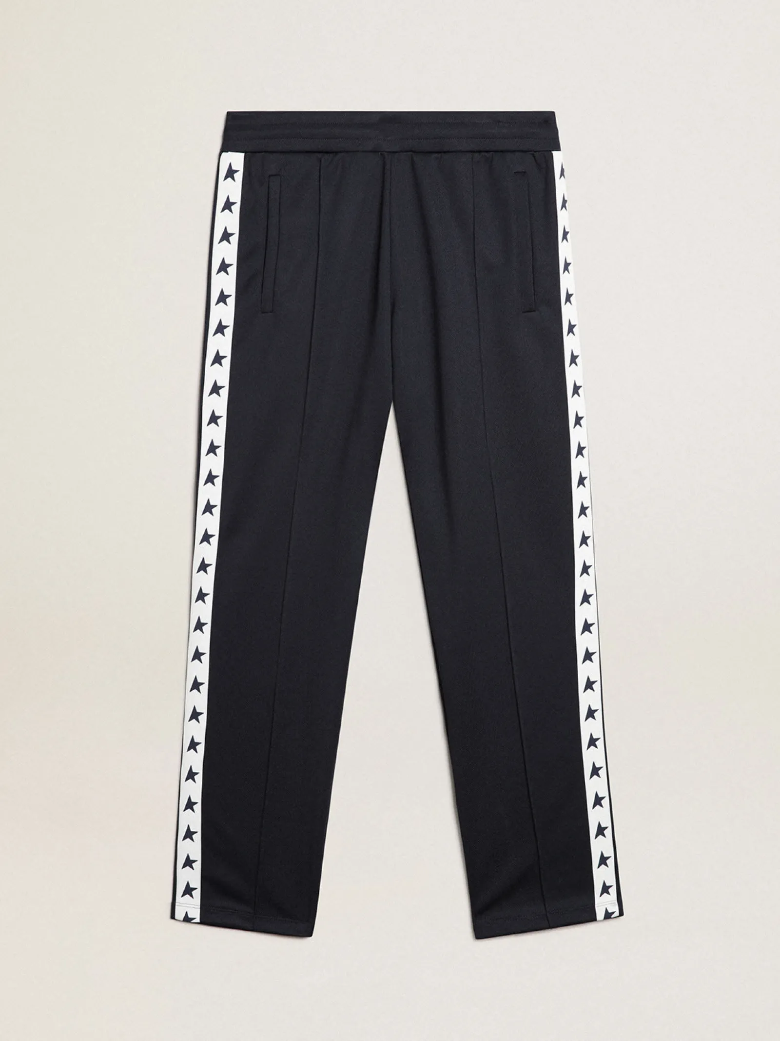 Online Golden Goose Calça de jogging azul-escura com fita e estrelas em contraste Star Collection