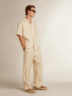 New Golden Goose Calça de jogging de linho cor de pergaminho Cor: pergaminho