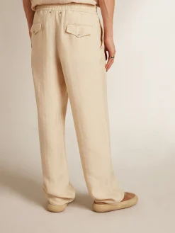 New Golden Goose Calça de jogging de linho cor de pergaminho Cor: pergaminho