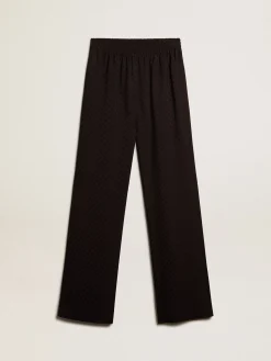Hot Golden Goose Calça de jogging feminina de viscose preta Coleção Journey