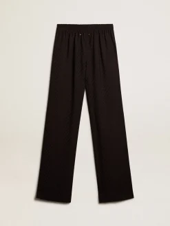 Hot Golden Goose Calça de jogging feminina de viscose preta Coleção Journey