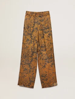 New Golden Goose Calça de jogging feminina marrom dourado com estampa caderno de viagem Cor: marrom dourado