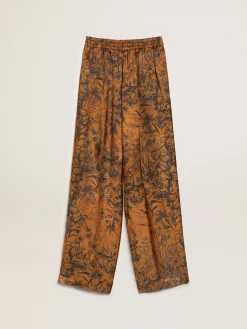New Golden Goose Calça de jogging feminina marrom dourado com estampa caderno de viagem Cor: marrom dourado