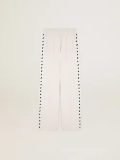 Cheap Golden Goose Calça de jogging feminina branca com estrelas nas laterais Star Collection
