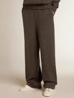 Outlet Golden Goose Calça de jogging feminina misto caxemira cinza Caxemira de baixo impacto