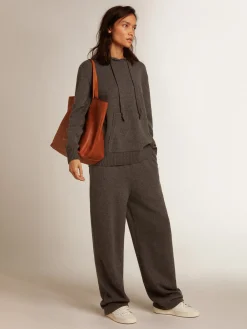 Outlet Golden Goose Calça de jogging feminina misto caxemira cinza Caxemira de baixo impacto