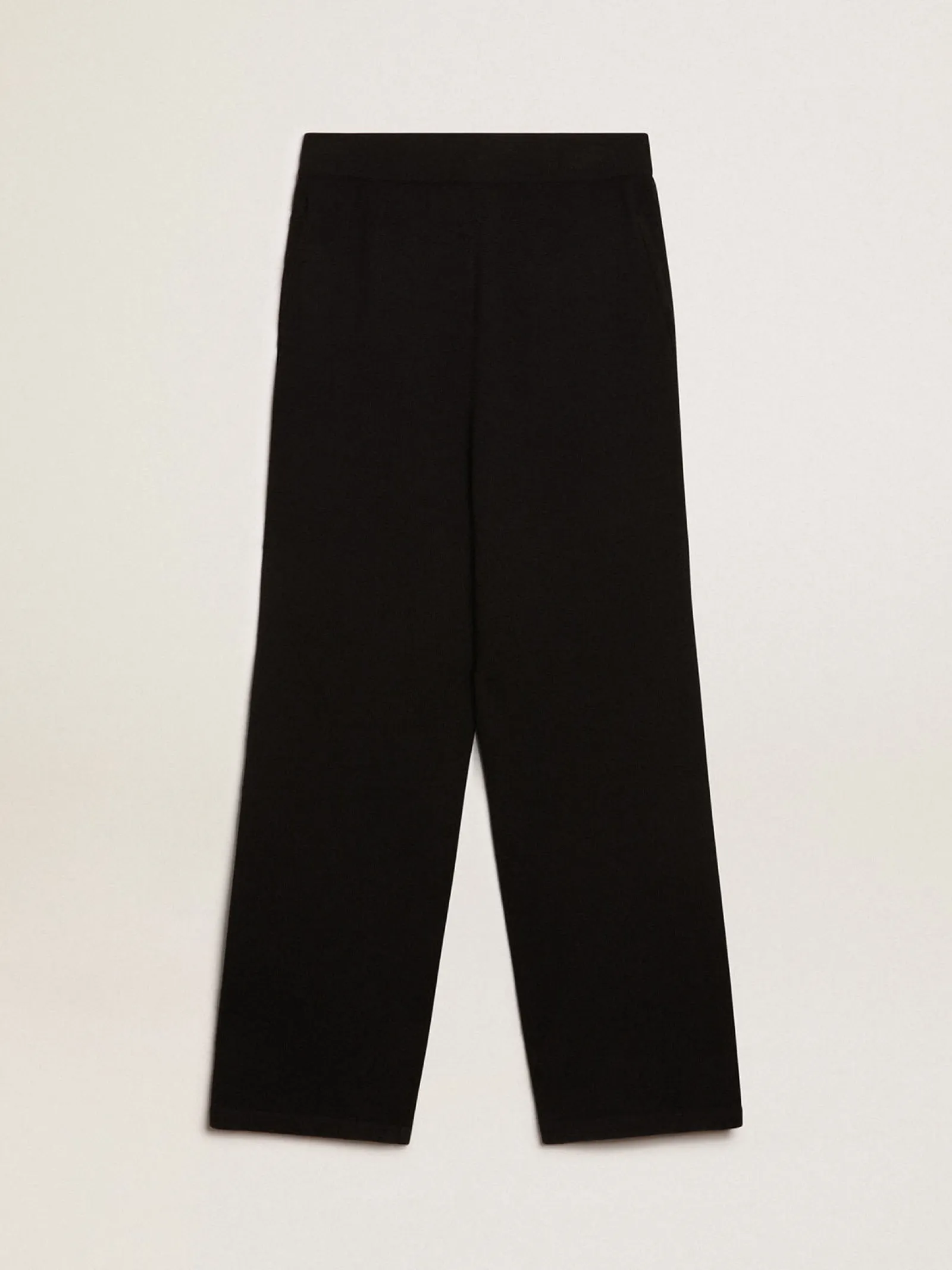 Hot Golden Goose Calça de jogging feminina misto caxemira preta Caxemira de baixo impacto