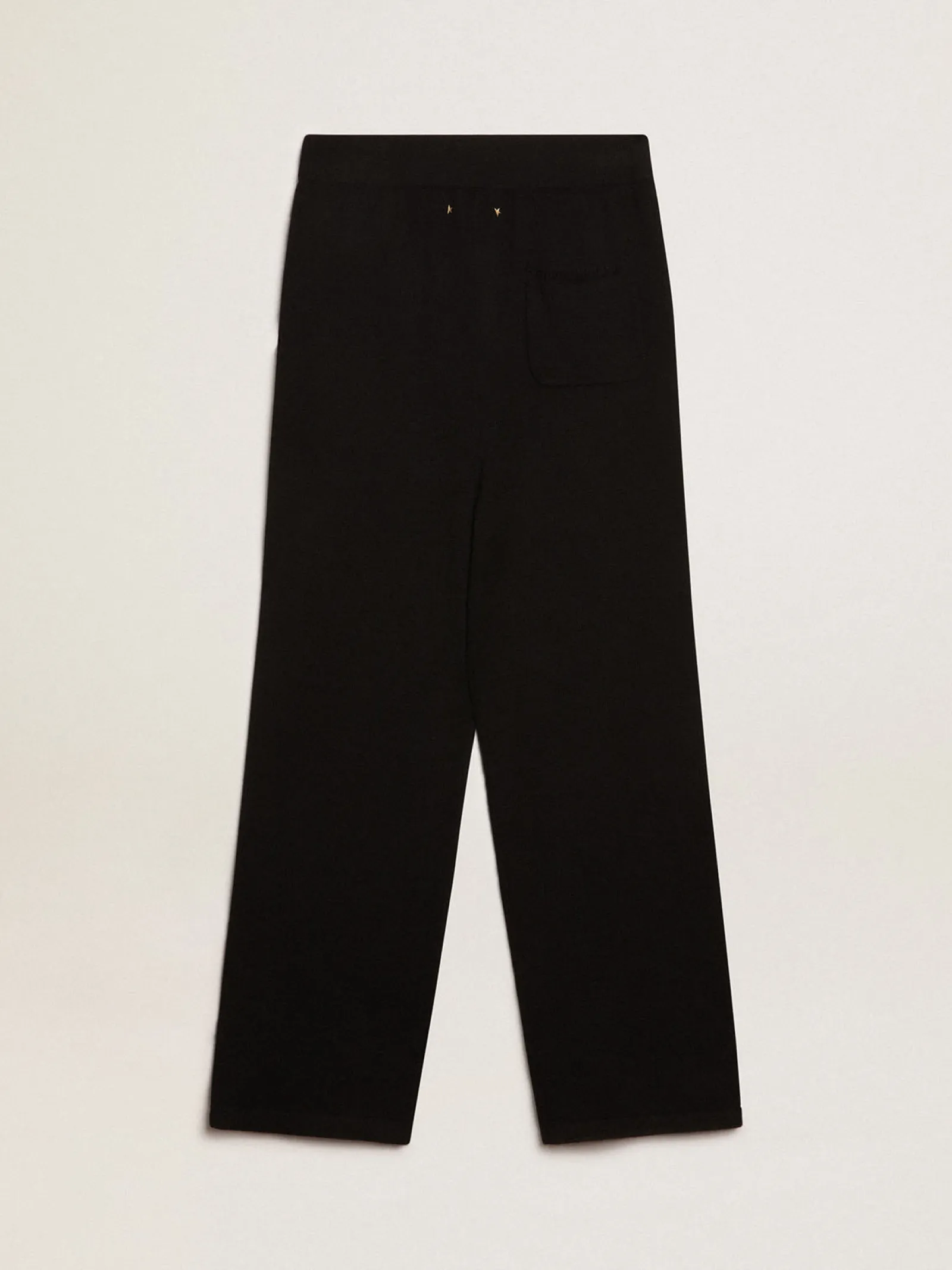 Hot Golden Goose Calça de jogging feminina misto caxemira preta Caxemira de baixo impacto