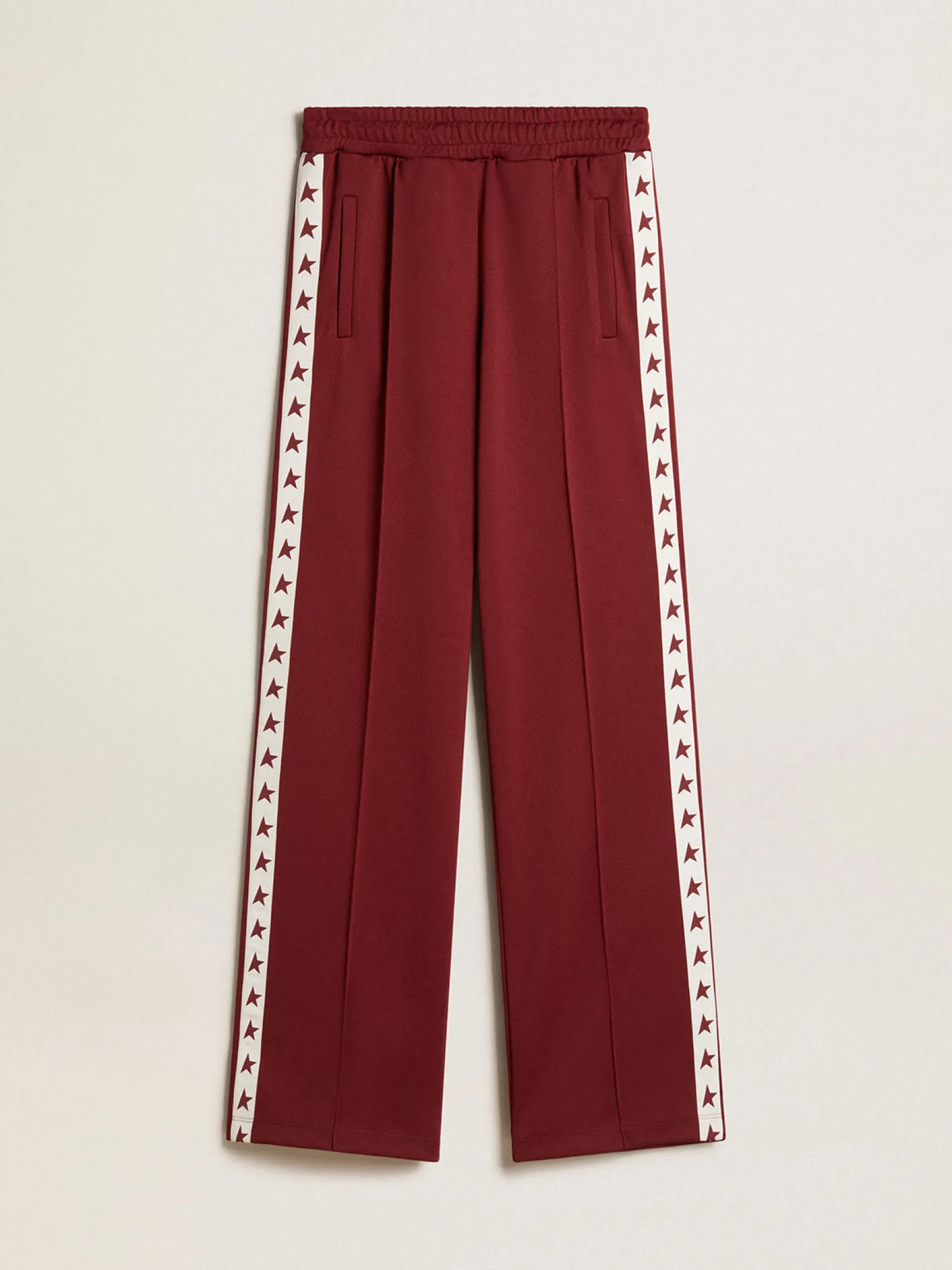 Cheap Golden Goose Calça de jogging feminina bordô com estrelas nas laterais Star Collection