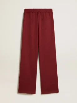 Cheap Golden Goose Calça de jogging feminina bordô com estrelas nas laterais Star Collection