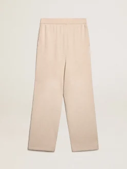 Store Golden Goose Calça de jogging feminina misto caxemira branco natural Caxemira de baixo impacto