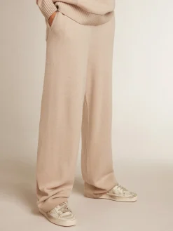 Store Golden Goose Calça de jogging feminina misto caxemira branco natural Caxemira de baixo impacto
