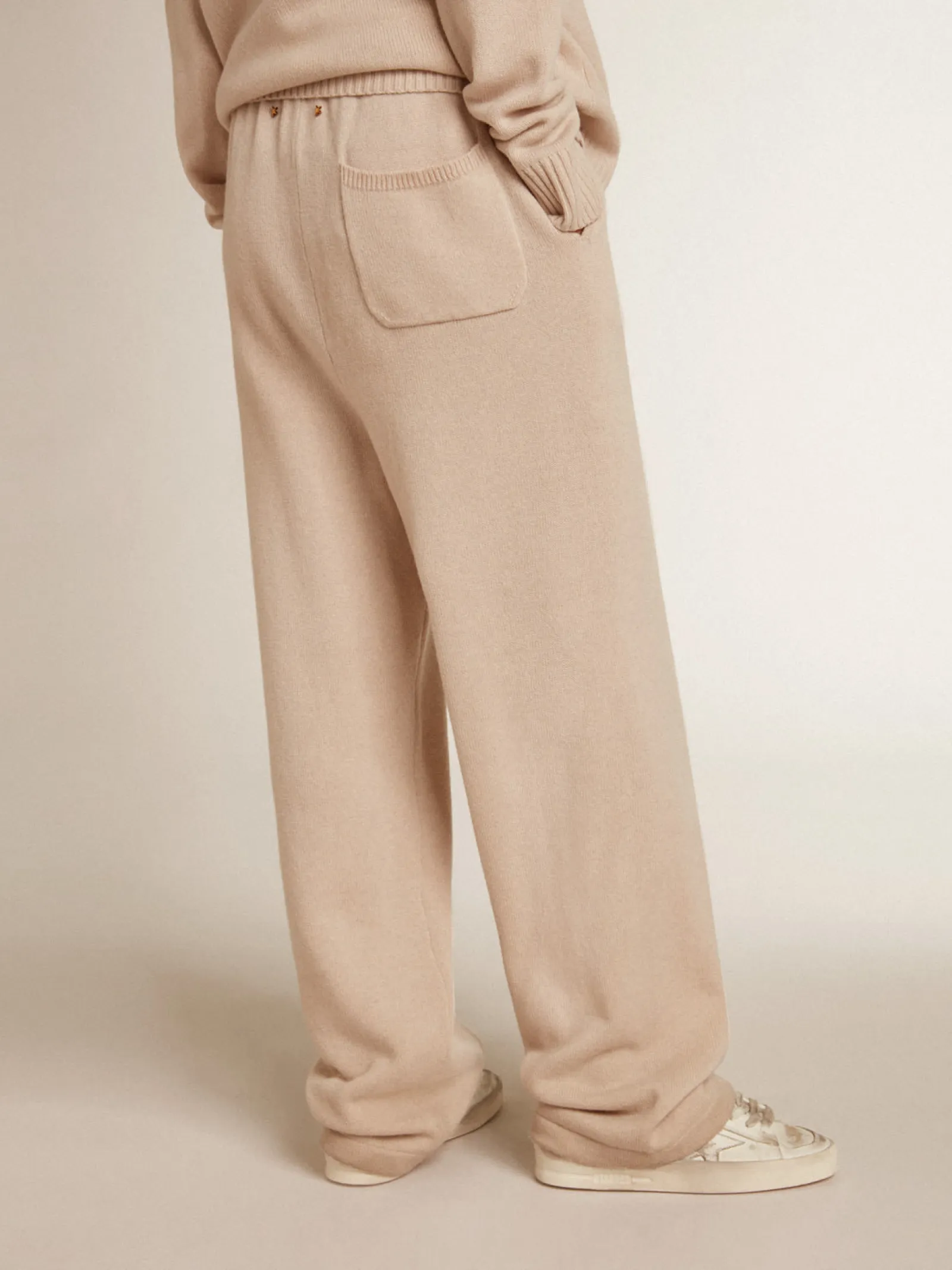 Store Golden Goose Calça de jogging feminina misto caxemira branco natural Caxemira de baixo impacto