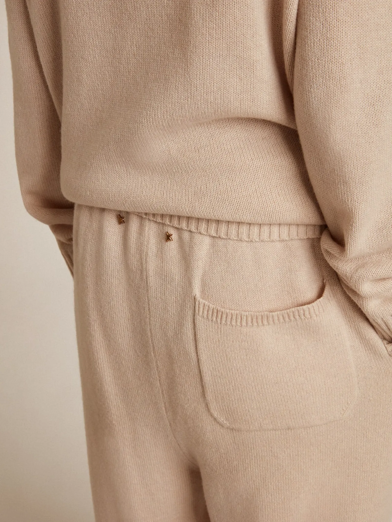 Store Golden Goose Calça de jogging feminina misto caxemira branco natural Caxemira de baixo impacto