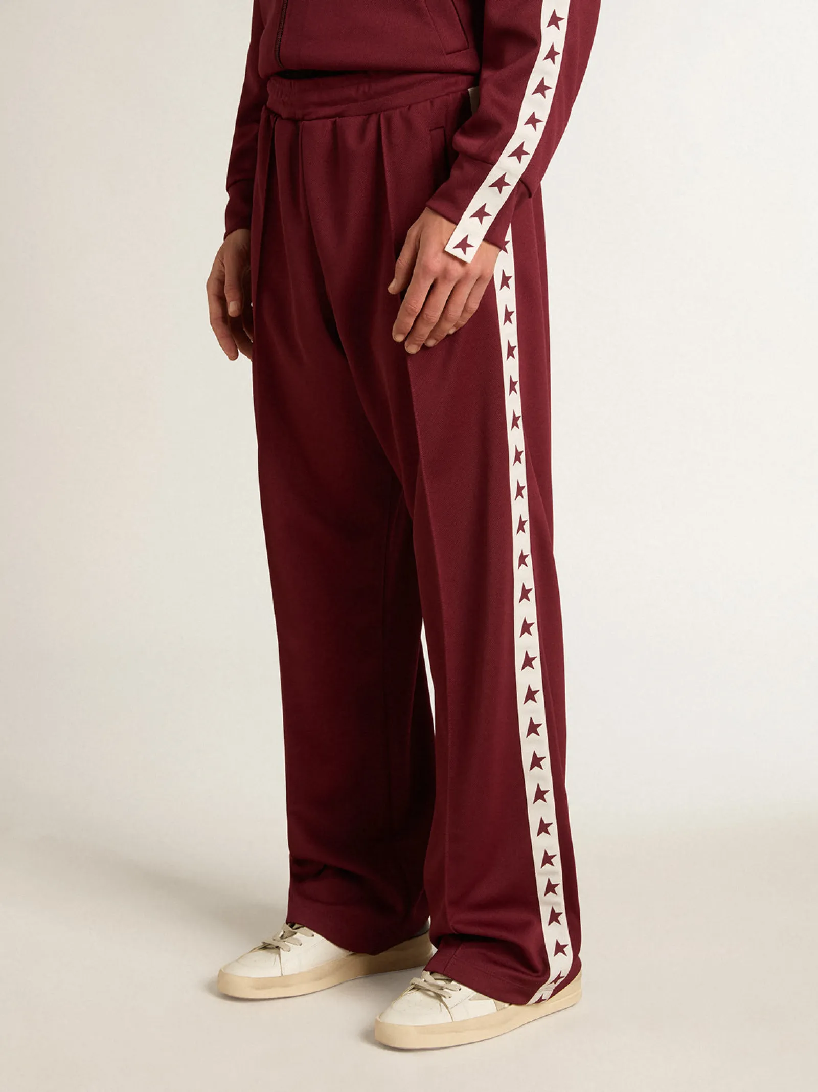 Sale Golden Goose Calça de jogging masculina bordô com estrelas nas laterais Star Collection