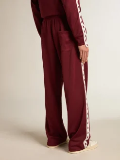 Sale Golden Goose Calça de jogging masculina bordô com estrelas nas laterais Star Collection