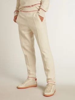 Best Sale Golden Goose Calça de jogging Masculina na cor branco heritage com logo CNY Cor: branco heritage
