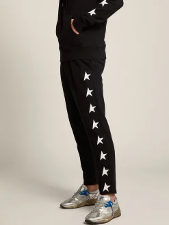 Discount Golden Goose Calça de jogging masculina preta com estrelas brancas Cor: preto