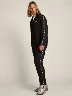 Cheap Golden Goose Calça de jogging masculina preta com estrelas brancas nas laterais Star Collection