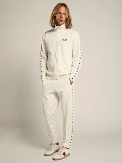 Sale Golden Goose Calça de jogging masculina branca com estrelas pretas nas laterais Star Collection
