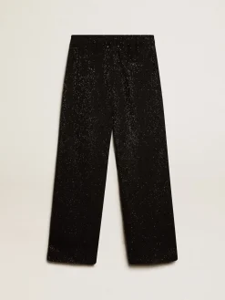 Cheap Golden Goose Calça de jogging masculina em misto linho preto com lantejoulas Coleção Journey