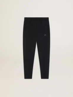 Shop Golden Goose Calça de jogging masculina preta com estrela na frente Star Collection