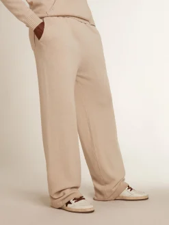 New Golden Goose Calça de jogging masculina misto caxemira branca Caxemira de baixo impacto