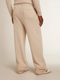 New Golden Goose Calça de jogging masculina misto caxemira branca Caxemira de baixo impacto