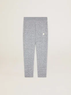 Hot Golden Goose Calça de jogging masculina cinza com estrela dourada na frente Cor: cinza mescla