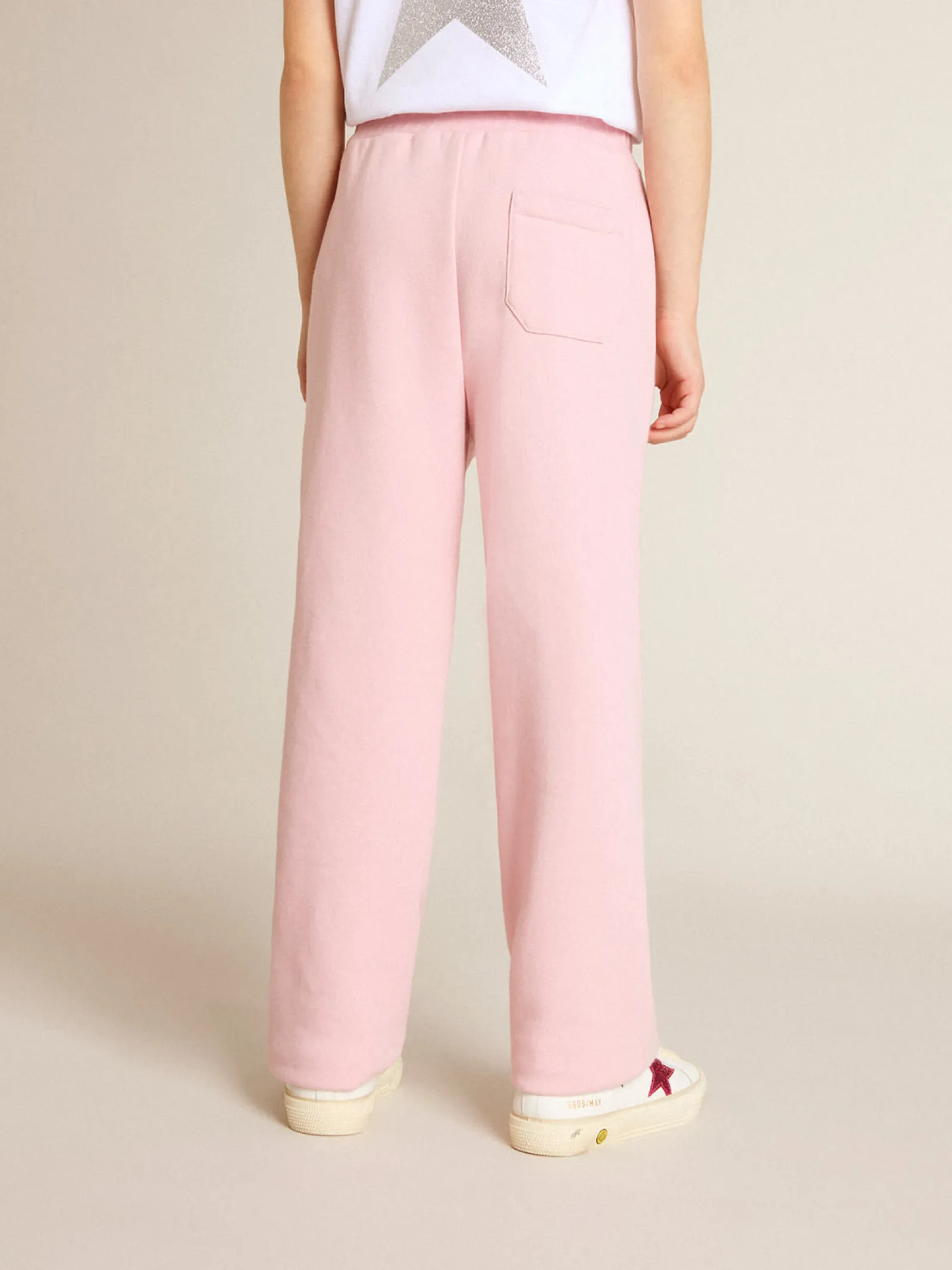 Store Golden Goose Calça de jogging rosa com estrela de glitter na frente Cor: rosa