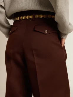 Cheap Golden Goose Calça feminina de gabardine de lã cor café Cor: chicory coffee