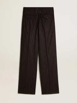 Fashion Golden Goose Calça feminina de lã cinza escuro Coleção Journey
