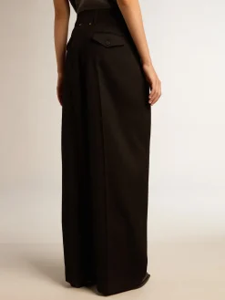 Discount Golden Goose Calça feminina em gabardine de lã preta Coleção Journey