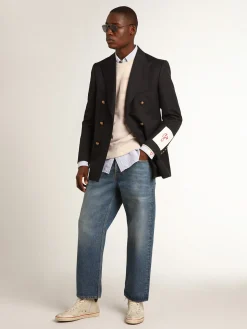Fashion Golden Goose Calça jeans azul com efeito stonewashed Cor: azul