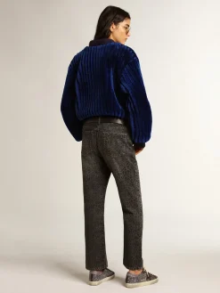 Fashion Golden Goose Calça jeans cinza feminina com estampa de leopardo Cor: cinza