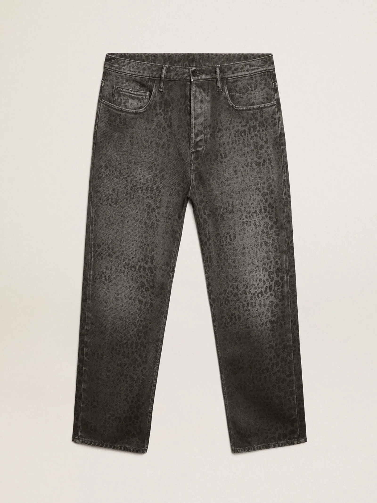 Sale Golden Goose Calça jeans cinza masculina com estampa de leopardo Cor: cinza