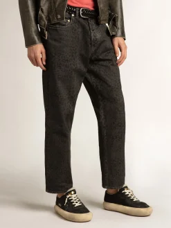 Sale Golden Goose Calça jeans cinza masculina com estampa de leopardo Cor: cinza
