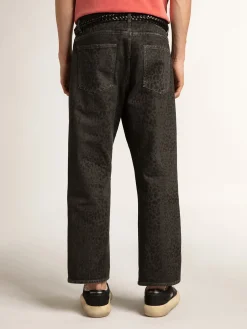 Sale Golden Goose Calça jeans cinza masculina com estampa de leopardo Cor: cinza