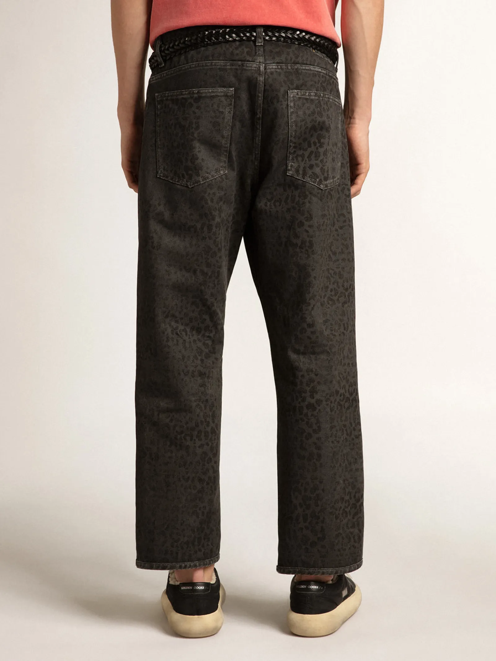 Sale Golden Goose Calça jeans cinza masculina com estampa de leopardo Cor: cinza