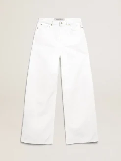 New Golden Goose Calça jeans perna larga de sarja branca Cor: offwhite