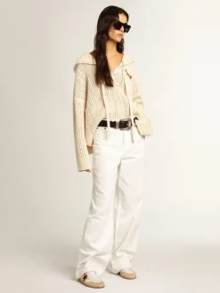 New Golden Goose Calça jeans perna larga de sarja branca Cor: offwhite